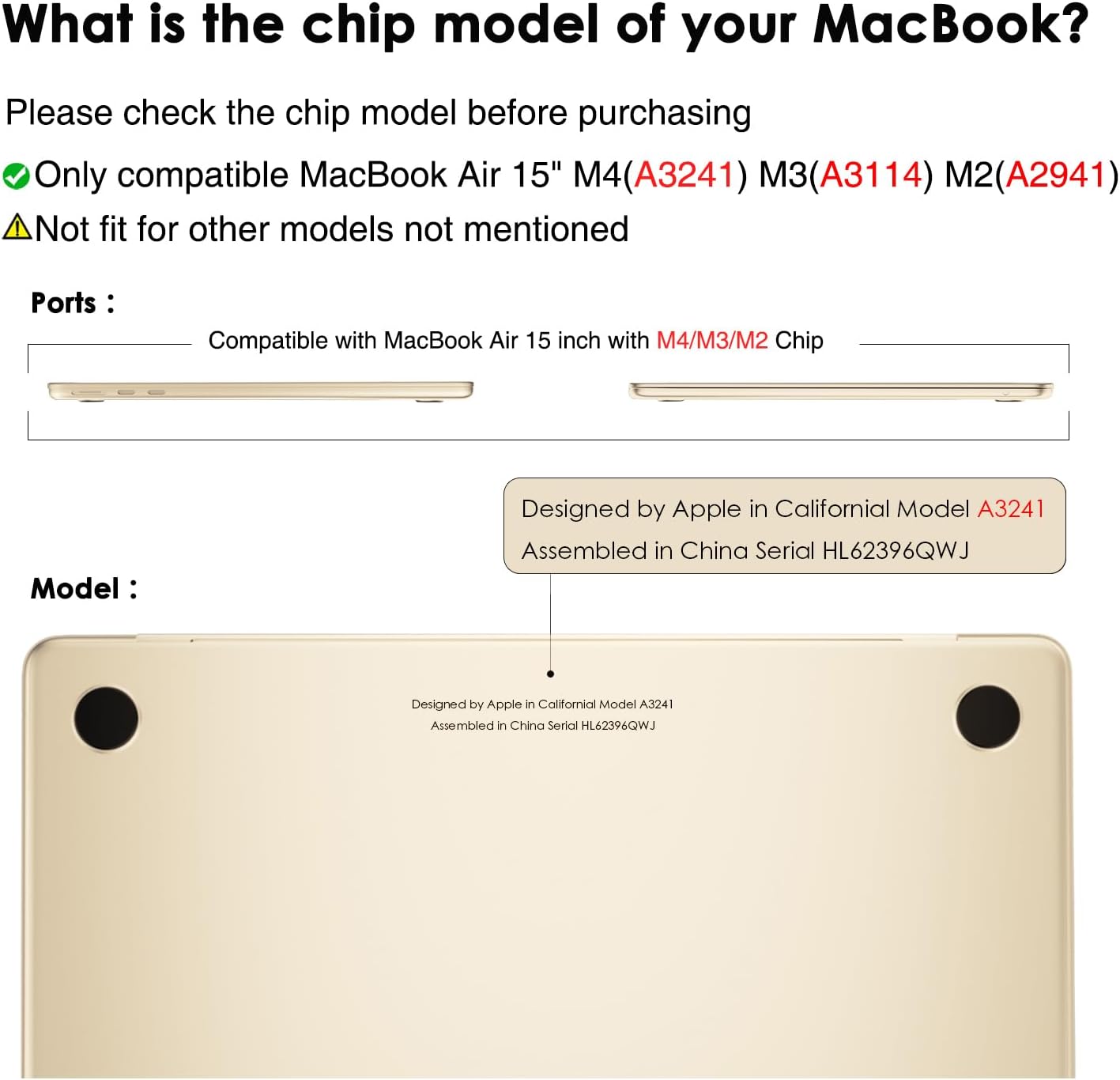 Thumbnail 1 de eleger Case for MacBook Air 15 inch, compatible with M4 15-inch