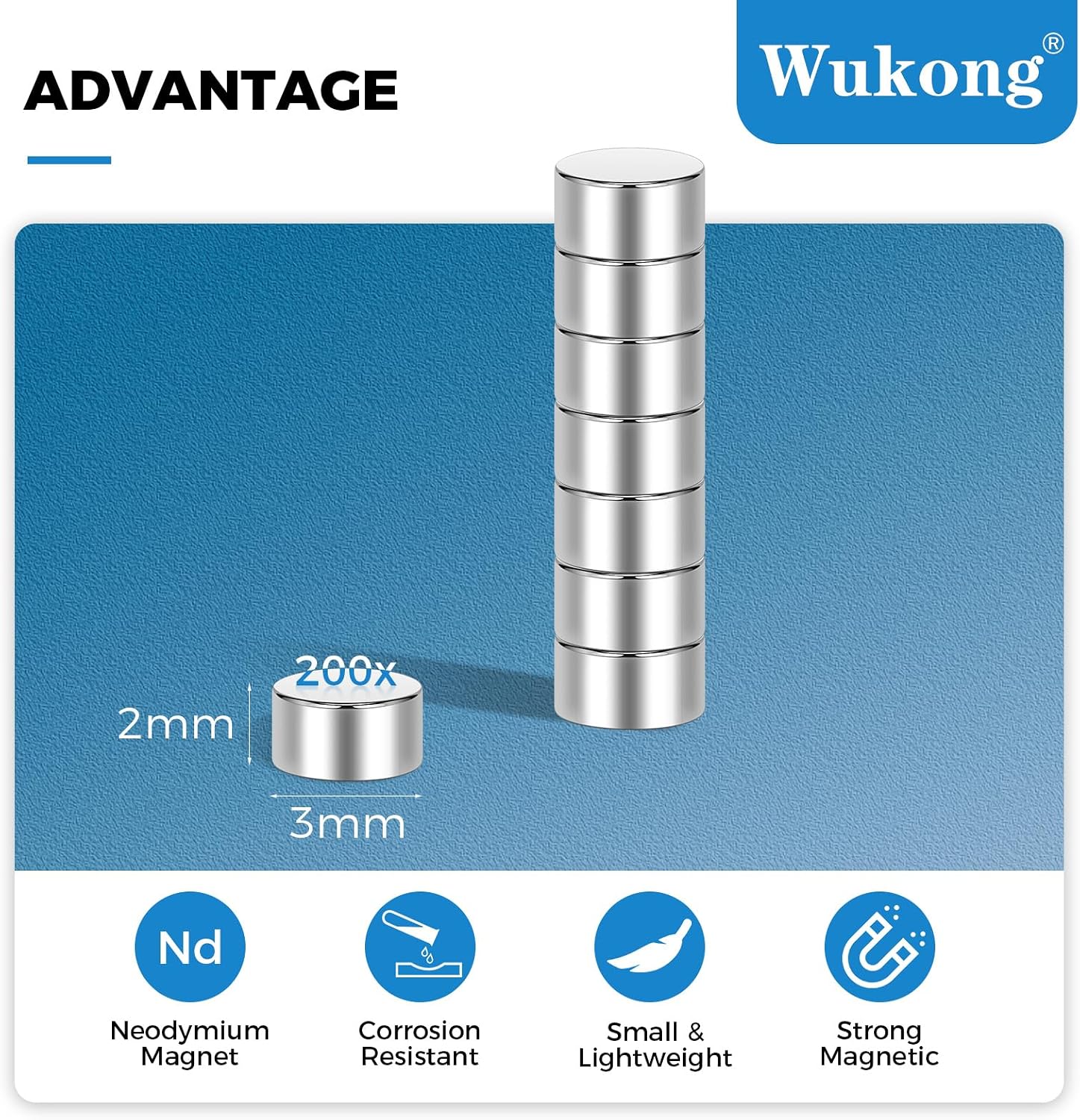 Detalle de Wukong 200 pcs 3x2mm strong fridge magnets for office and home organisation