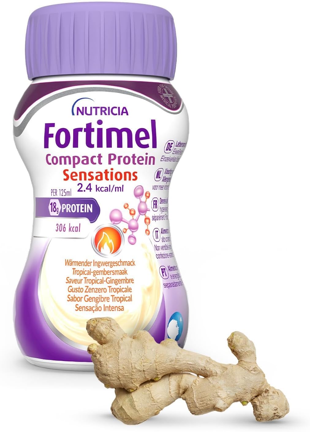 Detalle de NUTRICIA Fortimel Compact Protein Sensation Zenzero Tropical – Integratore ipercalorico e iperproteico per malnutrizione oncologica