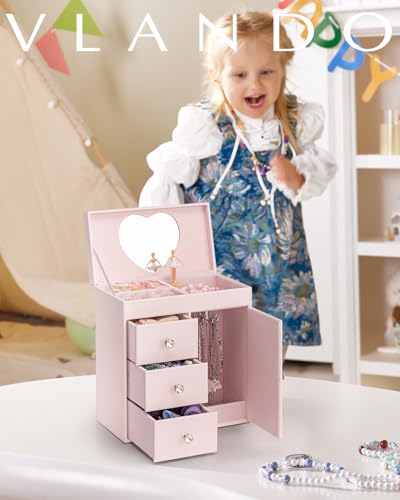 Detalle de VLANDO Boîte à bijoux fille avec boîte à musique – un cadeau élégant et fonctionnel