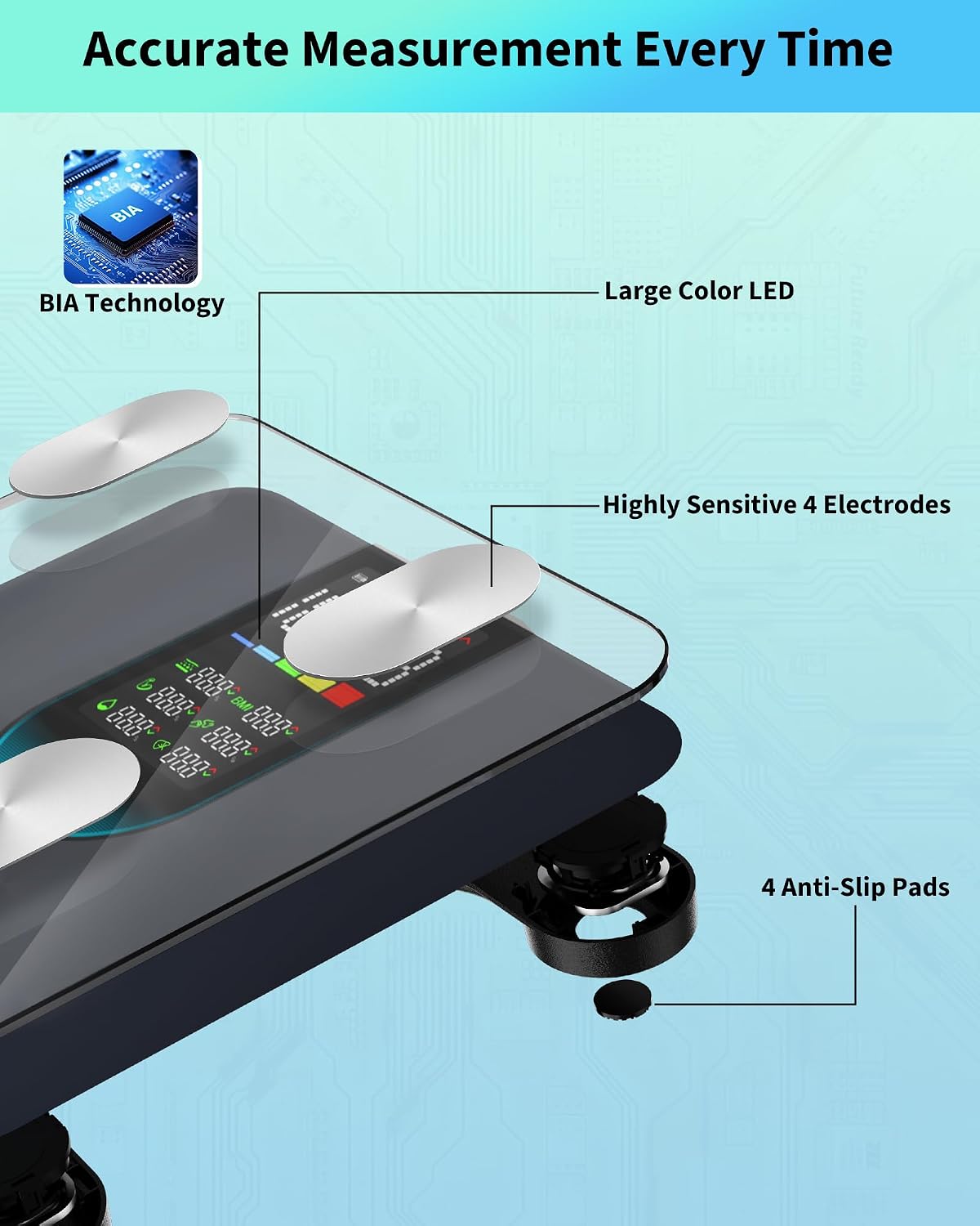 Detalle de arboleaf CS20L Smart Body Fat Scale with 4-Electrode BIA and 7-in-1 Display