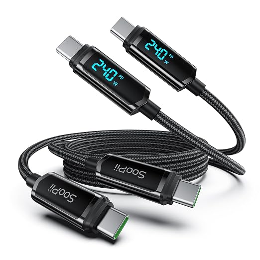 SOOPII Cable USB C a USB C 1.2m 2U, carga rápida 240W ⚡