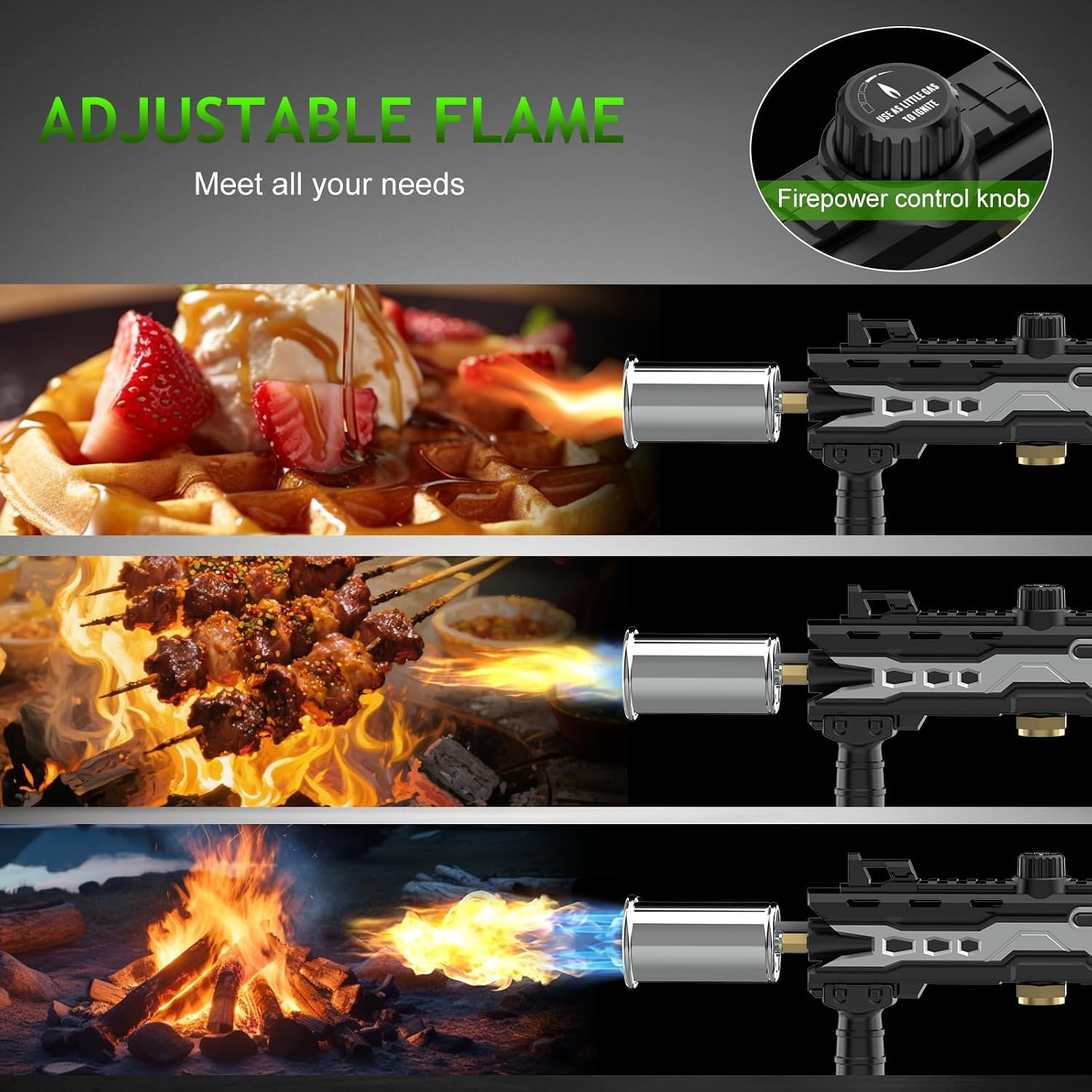 Detalle de Ignisio Propane Torch Gun with Trigger Ignition, Adjustable Flame and Detachable Handle