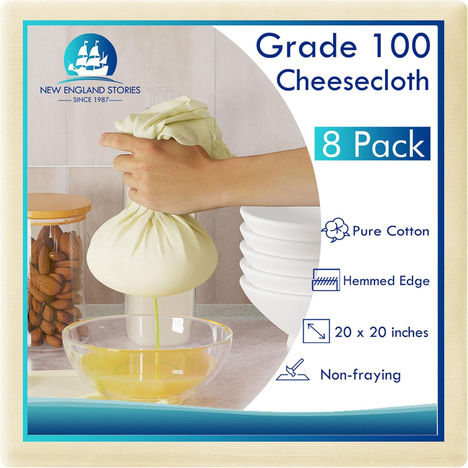 Detalle de Reusable Cheesecloth 20x20 Inch, Grade 100 🧾