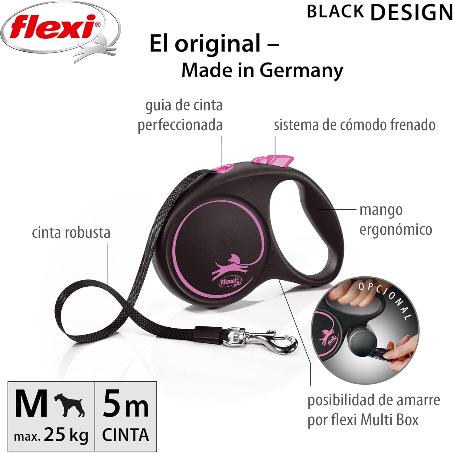 Thumbnail 1 de Flexi Black Design Correa Enrollable 5M Rosa