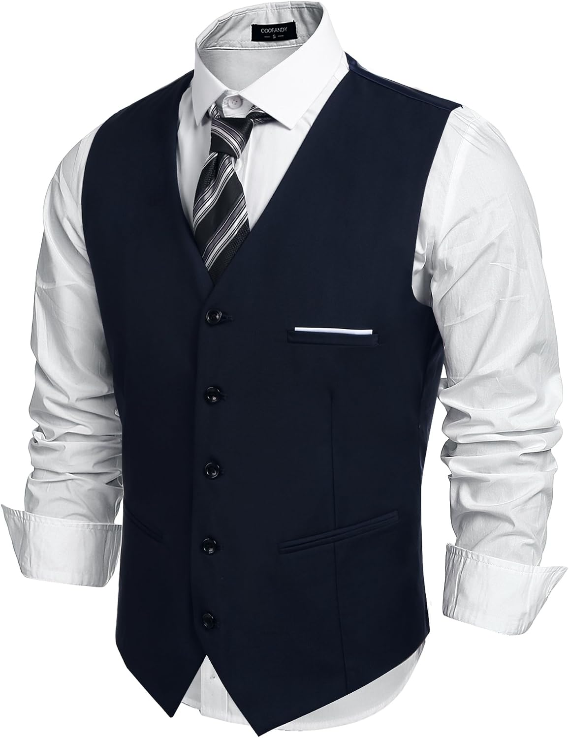 Detalle de COOFANDY Herren Anzugweste – Slim Fit mit V-Ausschnitt, formell & vielseitig