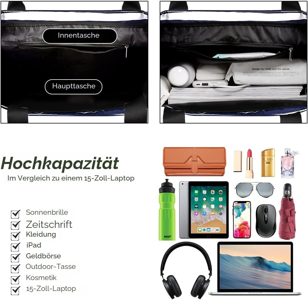 Detalle de HOMESPON Große wasserdichte Strandtasche mit Reißverschluss – faltbar, wasserbeständig und vielseitig