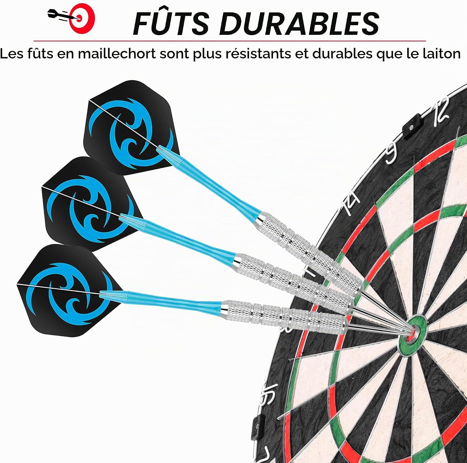 Thumbnail 2 de CareGames stalen dartpijlen met 12 pijlen, 24 flights en slijpsteen