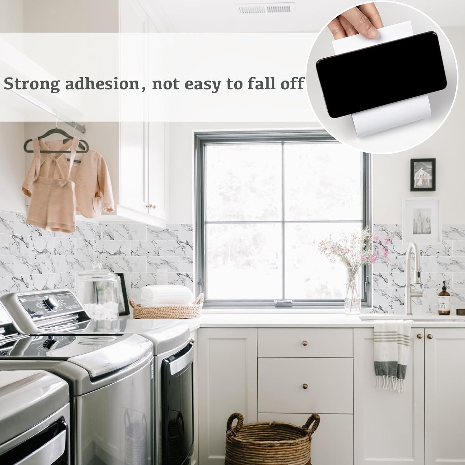 Thumbnail 5 de Abyssaly 24 Piastrelle Adesive per Cucina e Bagno – Bianco Marmo, 15x30 cm