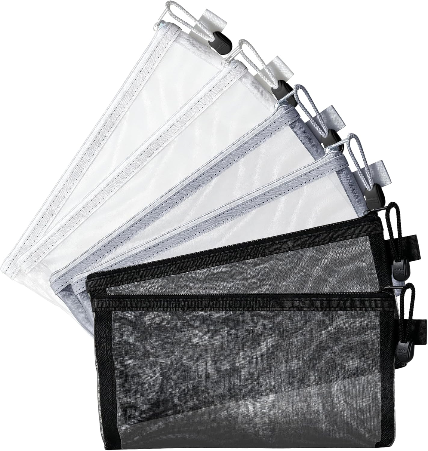 Detalle de AITODOS TA 6BlaWhi-BD etuis met rits, transparant nylon gaas, 6 stuks