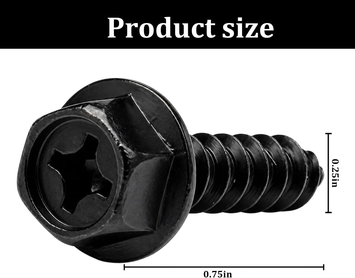 Detalle 2 de Mandark License Plate Screws, Stainless Steel, 8-Set Black Cross
