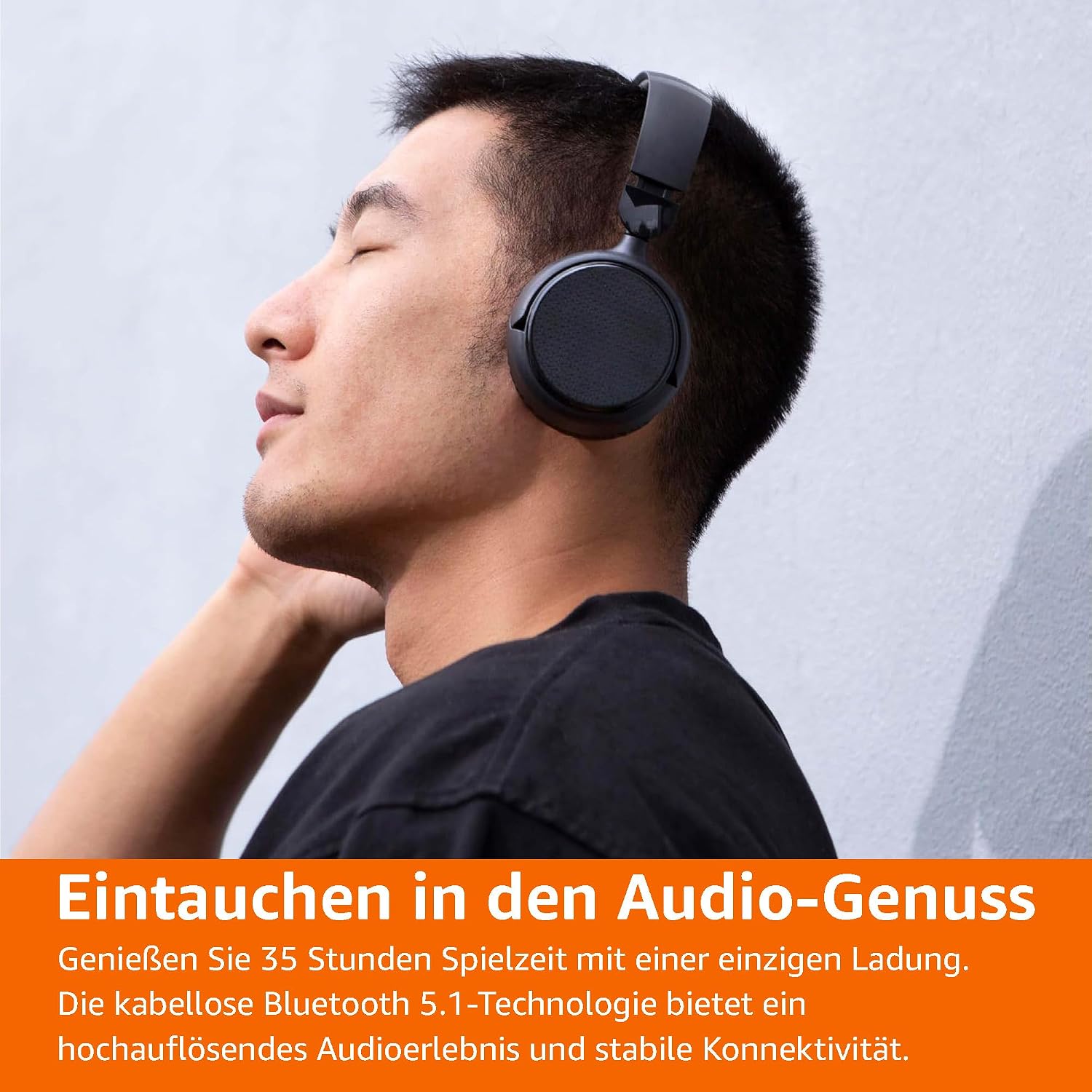 Thumbnail 6 de Amazon Basics kabellose Bluetooth 5.1 Over-Ear-Kopfhörer – 35 Stunden Spielzeit, schwarz