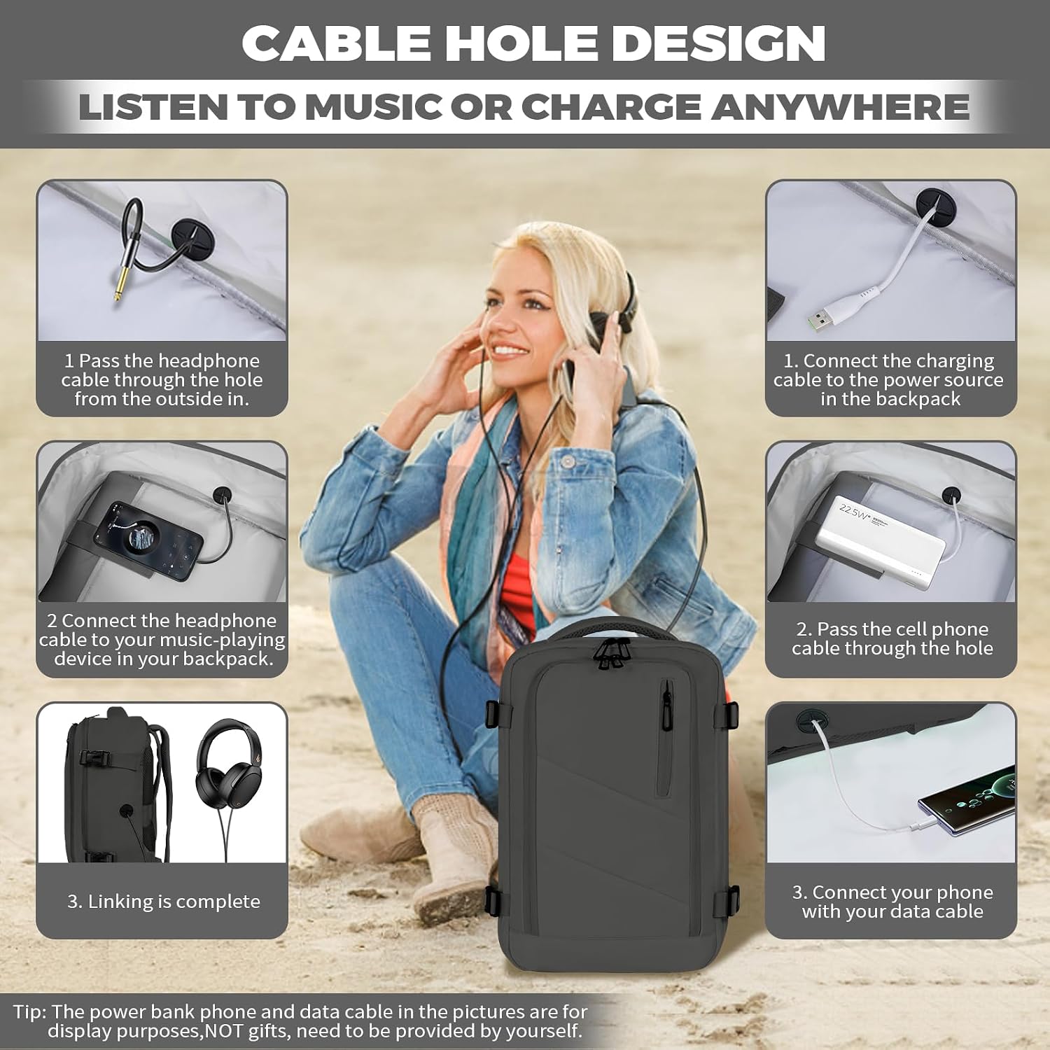 Detalle de Zaino da viaggio Ryanair – zaino bagaglio a mano 40 × 20 × 25 cm, pratico e compatibile con EasyJet e altre compagnie