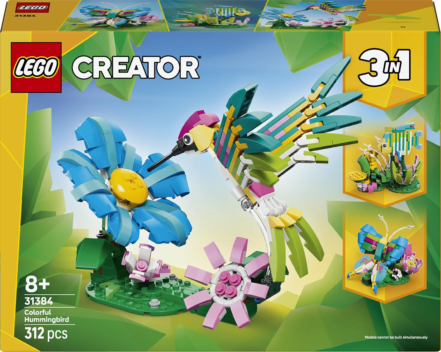 Detalle de LEGO Creator 3-en-1 Animaux Sauvages : Colibri Coloré (31384) – Jeu de construction imaginatif pour enfants à partir de 8 ans