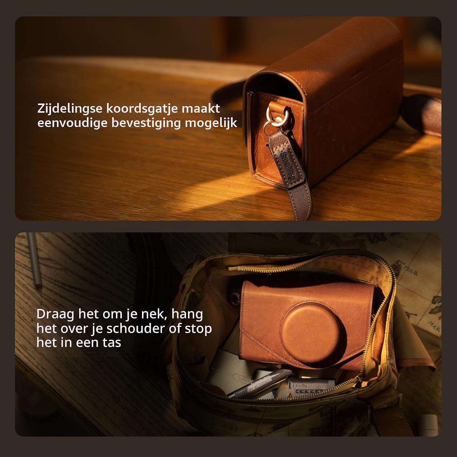 Detalle 1 de SMALLRIG 5986 leren cameratas voor X-E5 en X100VI met magneetsluiting