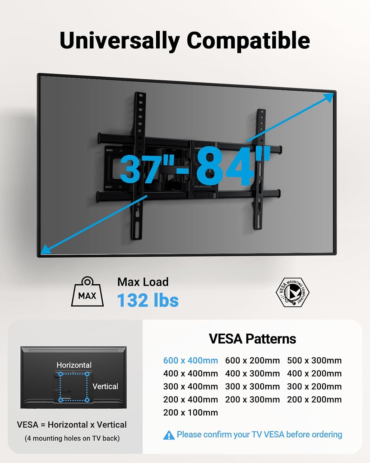 Thumbnail 1 de Pipishell TV Wall Mount for 37–84 in, 132 lb capacity