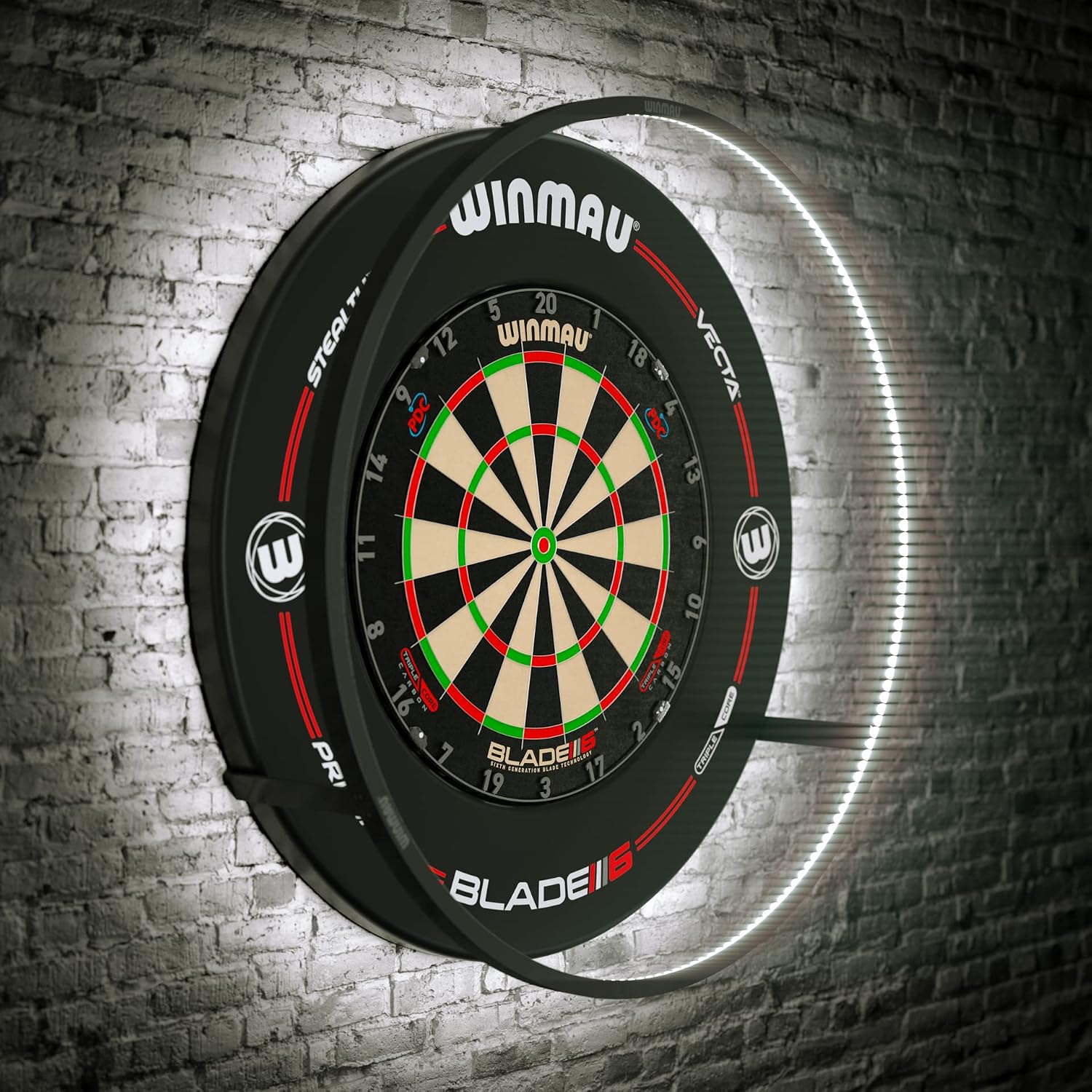Detalle 2 de WINMAU Plasma Dartboard Light (Black or Ice): 360° Shadow-Free LED Ring for Dartboards