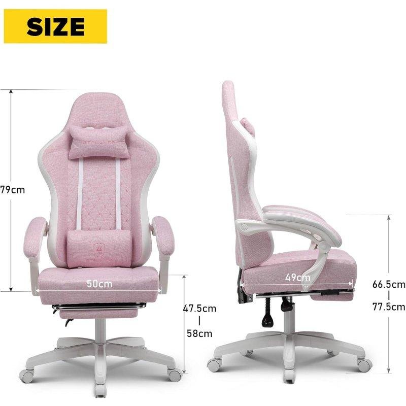 Thumbnail 1 de GTPLAYER Silla gaming ergonómica blanca-rosa con reposabrazos, pies y muelles: comodidad para largas sesiones