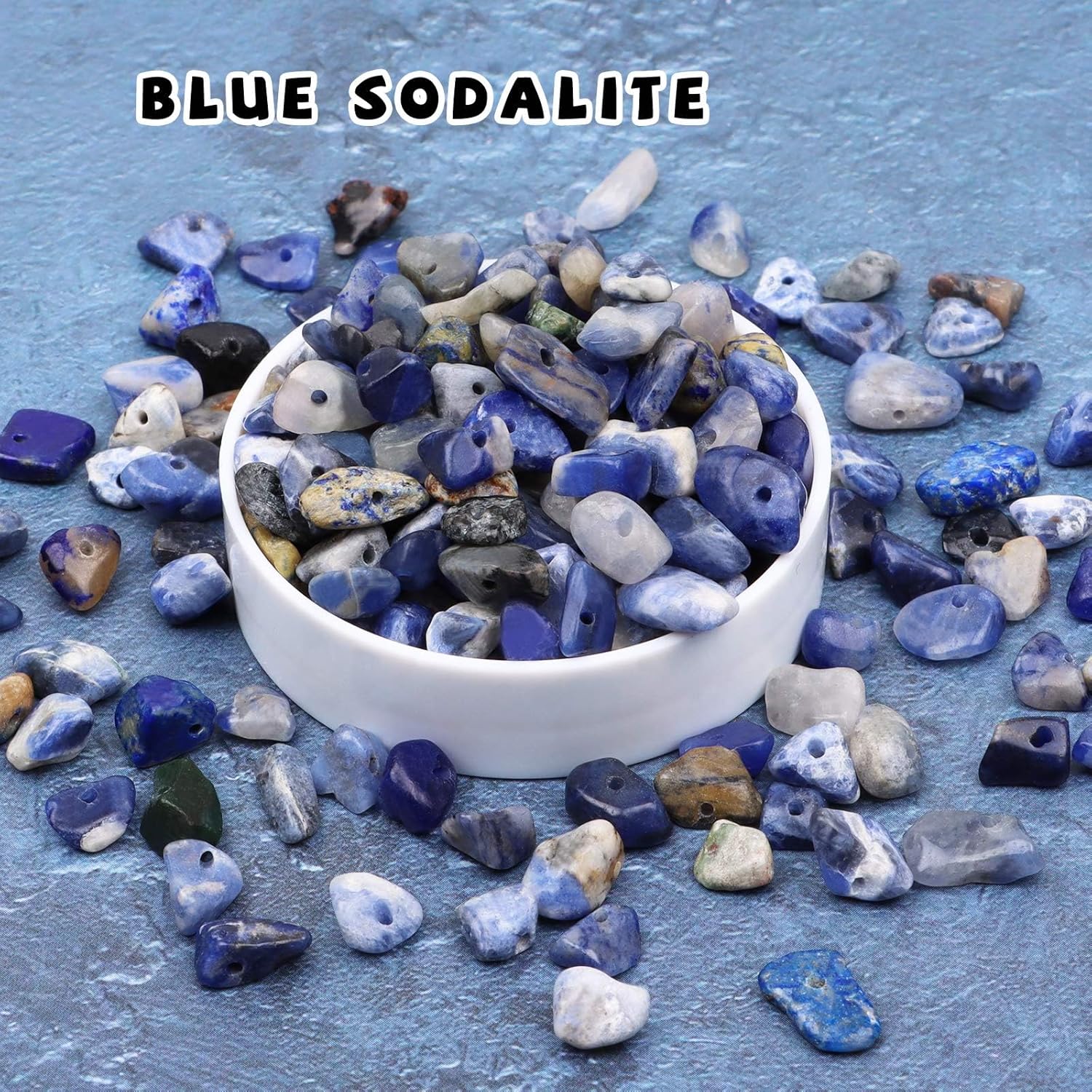 Thumbnail 1 de 500 Stück Blauer Sodalith Edelsteinperlen 5–8 mm – DIY Schmuck & Bastelmaterial