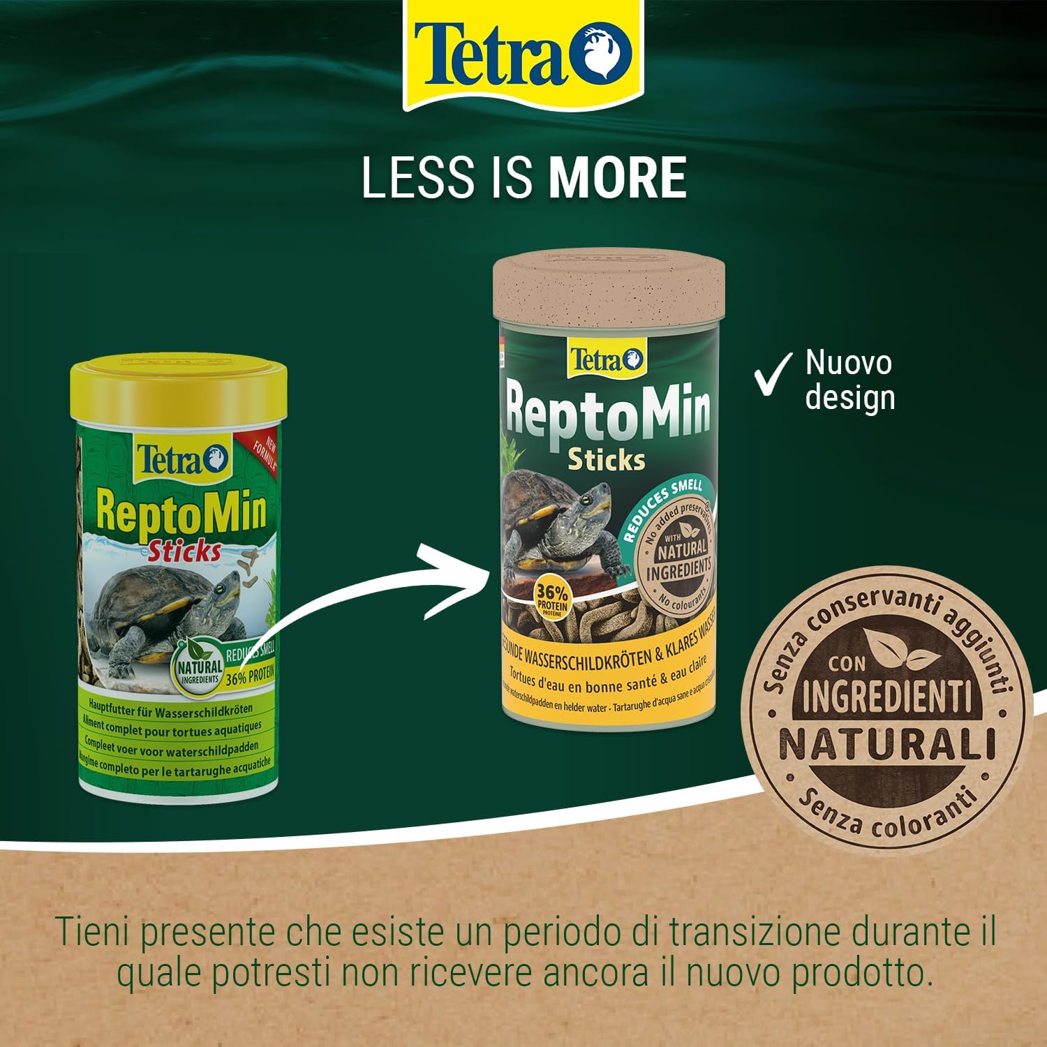Tetra ReptoMin Sticks: Cibo base bilanciato per tartarughe acquatiche adulte, lattina da 1 L