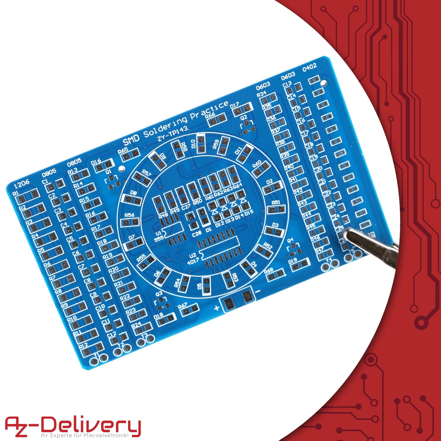 Thumbnail 4 de AZDelivery NE555 SMD kit di esercizio di saldatura PCB DIY con LED