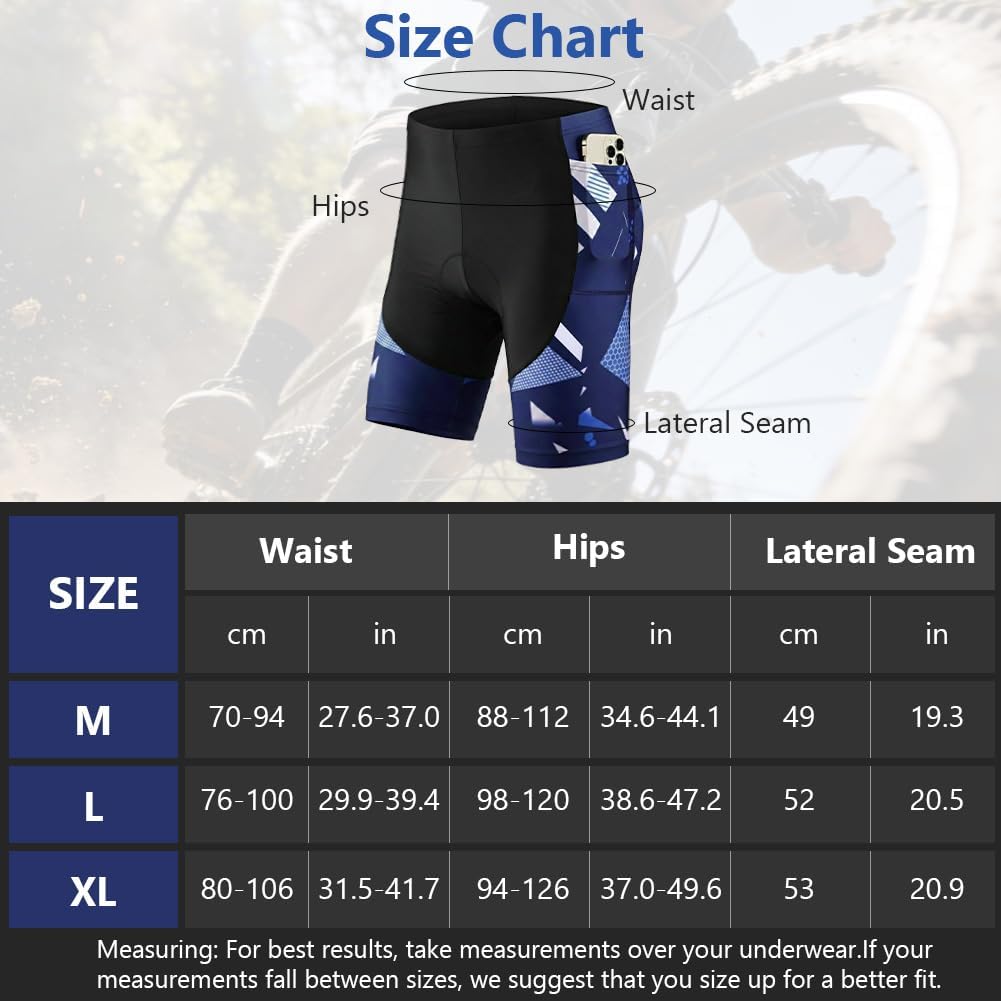 Detalle 2 de BSBUY cykelshorts för herr med 5D-geldyna, fickor och snabbtorkande stretch