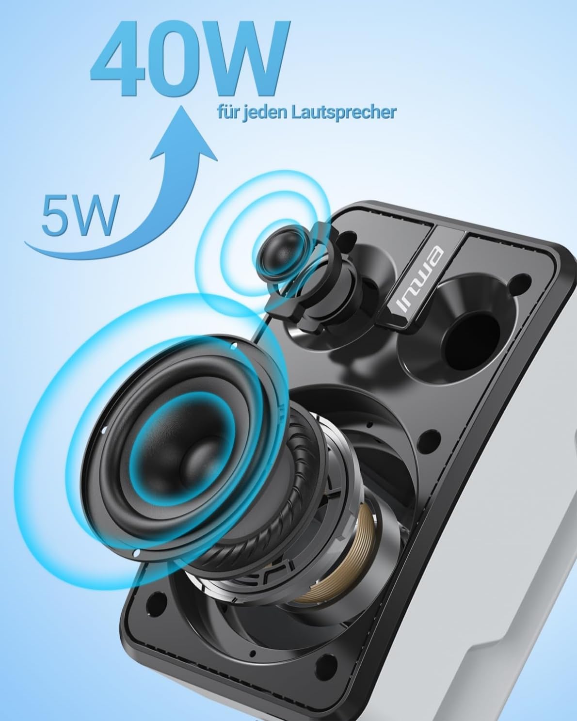 Detalle de Inwa 400W Bluetooth Outdoor Lautsprecher im 2er-Set (Sync Speaker), Modell MZ621 – IPX5