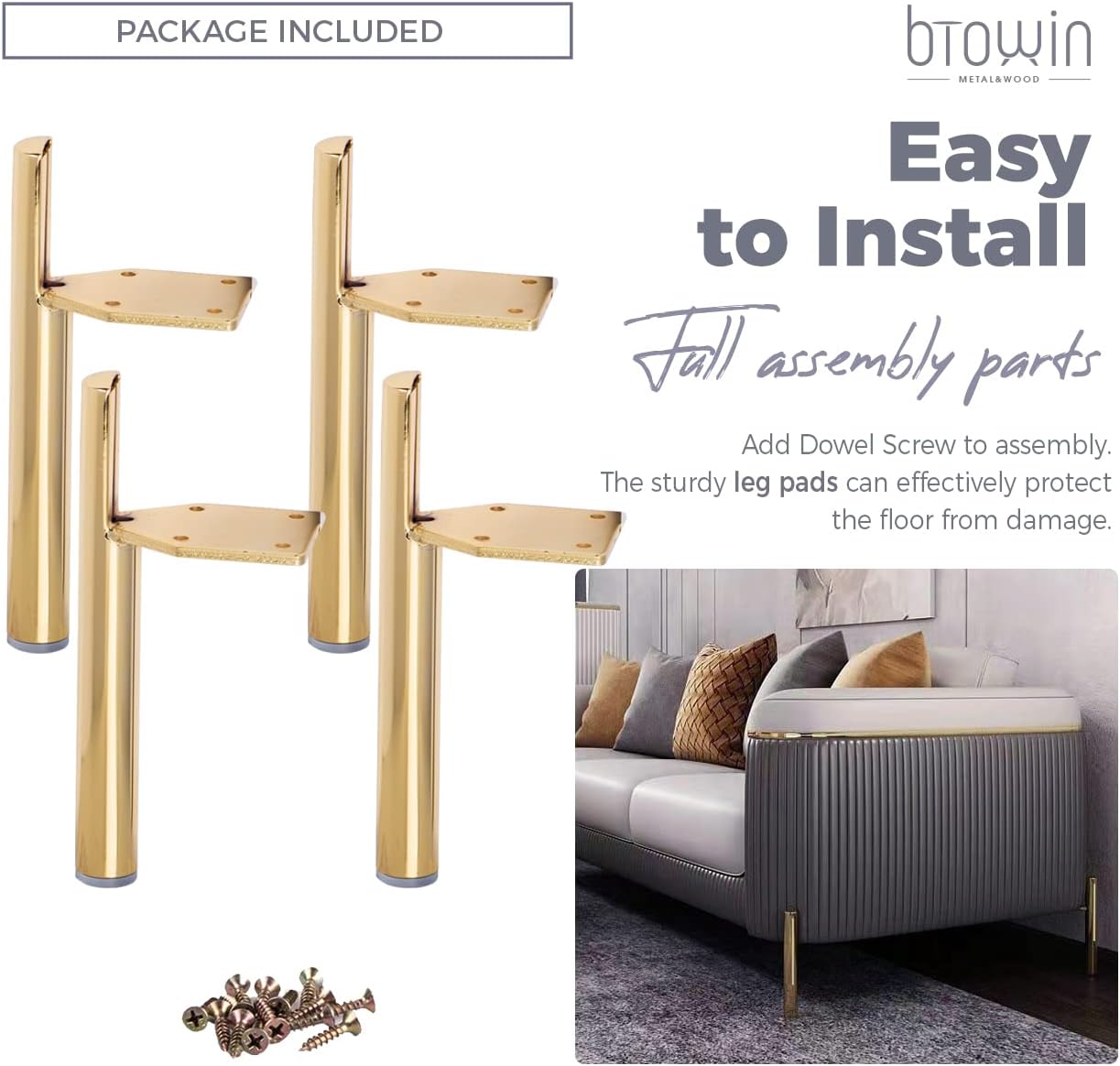 Thumbnail 3 de Btowin Metal Furniture Legs, 6-inch