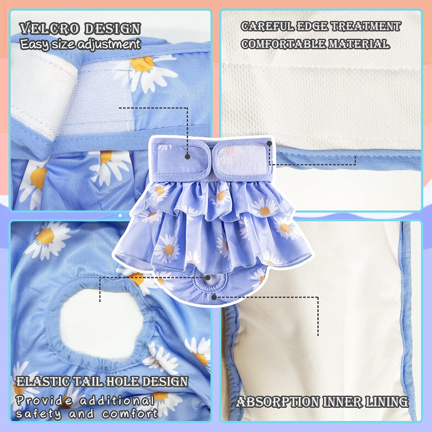 Thumbnail 2 de Reusable Dog Diapers Female, Pack of 3 – Washable, Highly Absorbent for Puppies and Adult Dogs