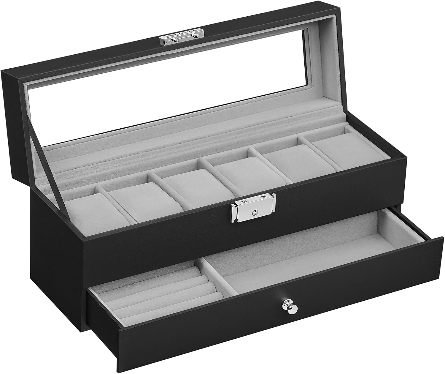 Thumbnail 6 de SONGMICS BRIDIE JWB060B02 Watch Box, 6 Slots, Glass Lid and Drawer