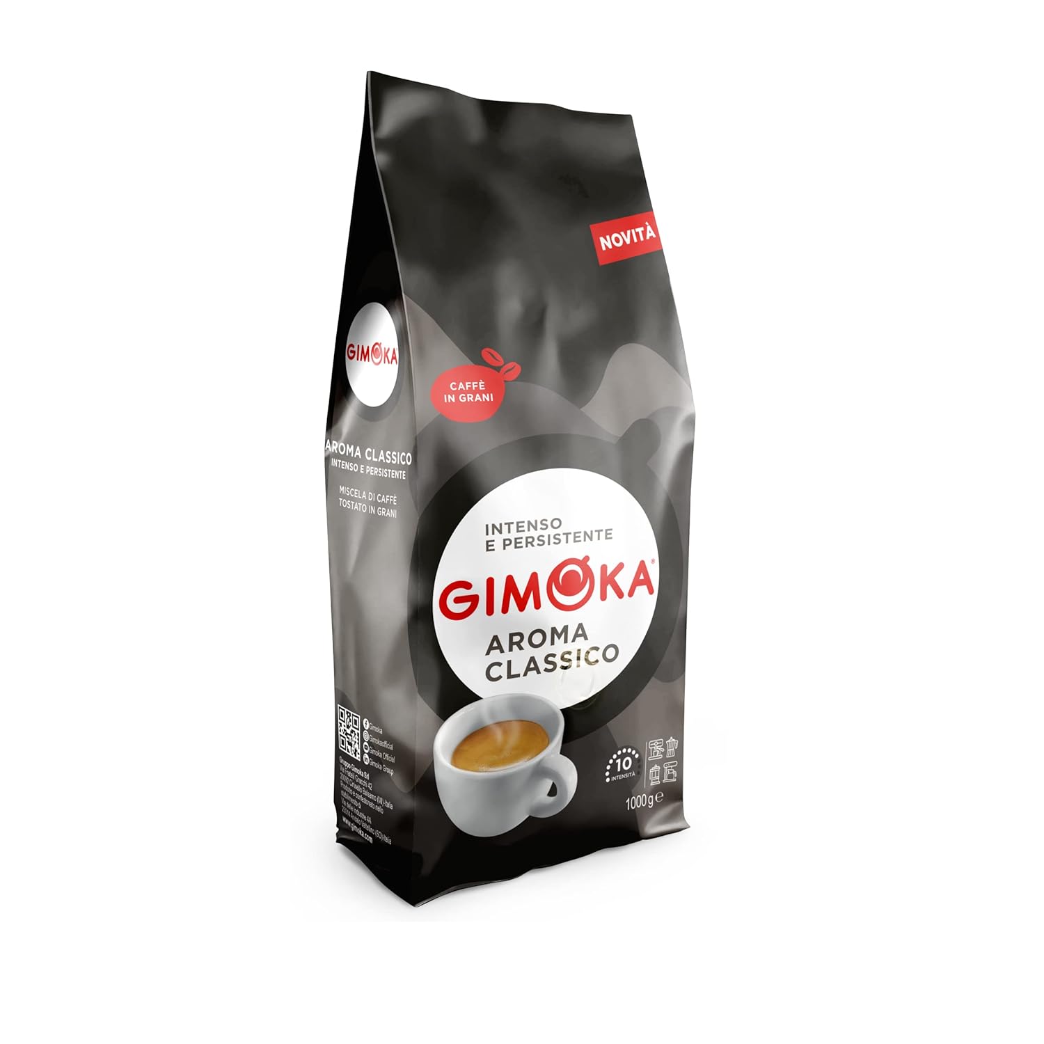 Gimoka Kaffeebohnen Classico Mischung – 1 kg, Intensität 10, hergestellt in Italien