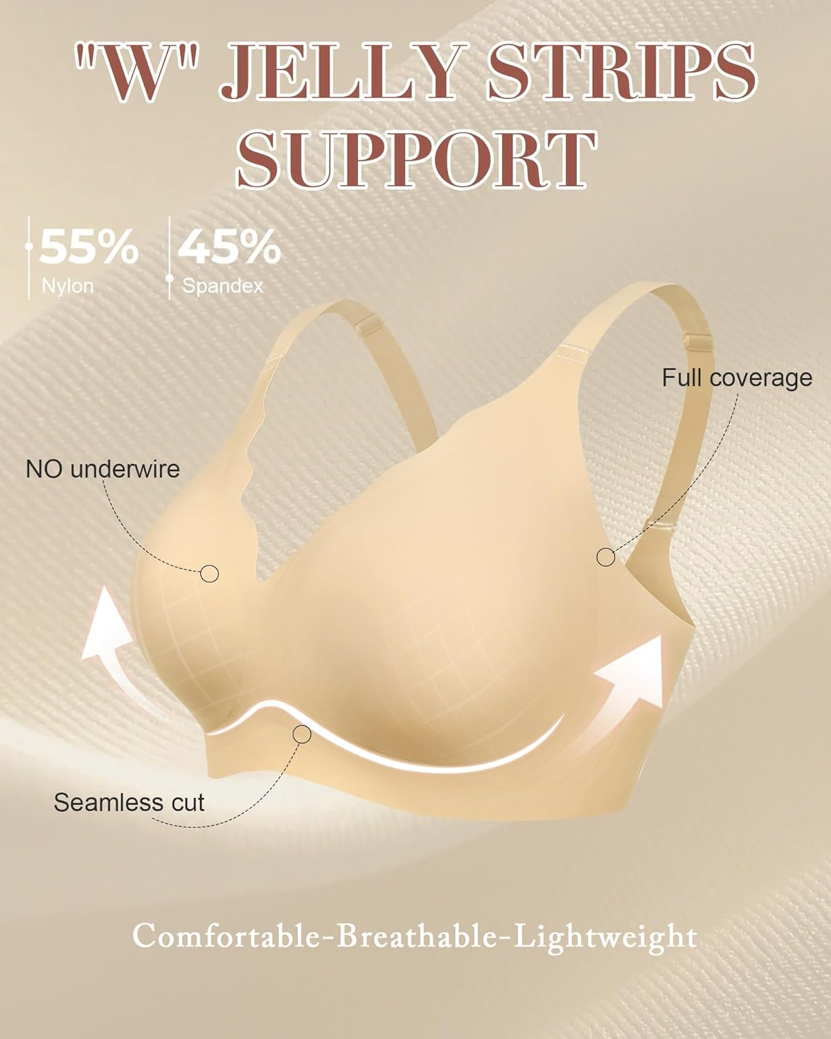 Detalle 2 de HORISUN BH ohne Bügel – Nahtloser Vollbralette-Style mit Unterstützung für Große Brüste