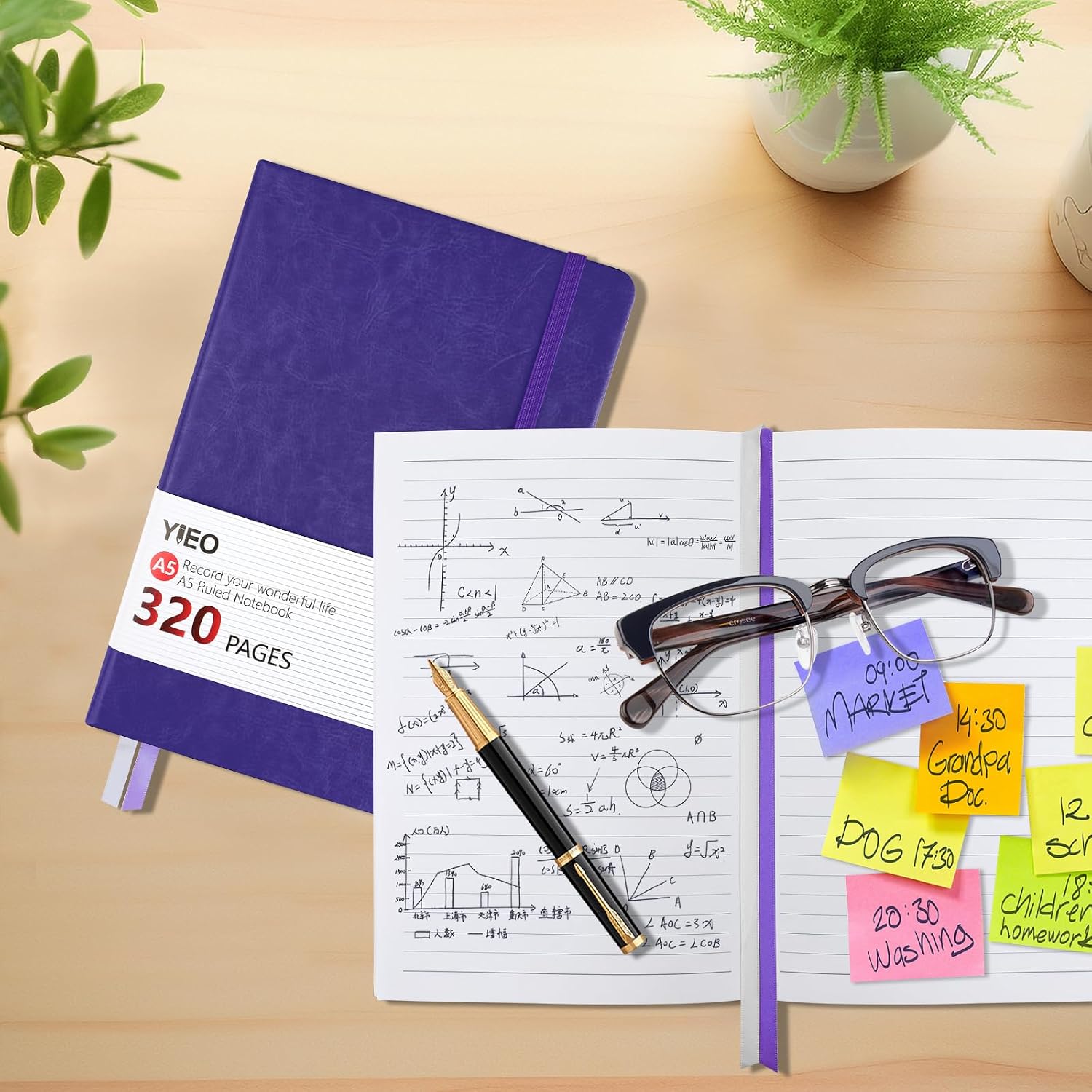 Thumbnail 5 de A5 Hardback Thick Journal Notebook (Purple) – 320 Lined Pages, 100gsm Paper, Elastic Closure
