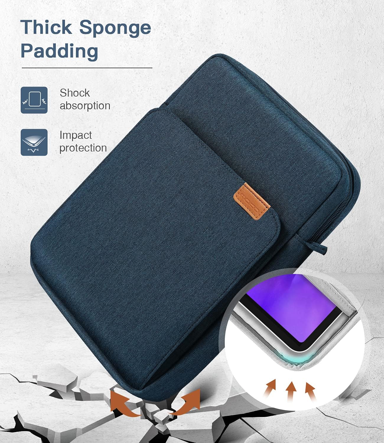 Detalle 2 de MoKo 9-11 Inch Tablet Sleeve Bag with Handle & Shoulder Strap (Indigo)
