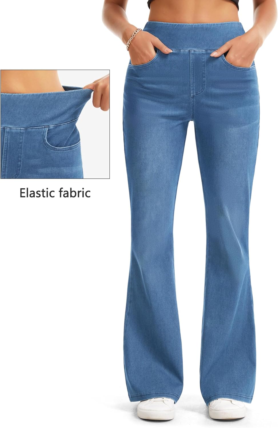 Thumbnail 2 de THE GYM PEOPLE Women's Flare Denim Jeans, 29"/31" Inseam, High Waist