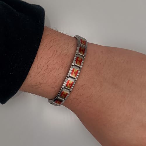 Thumbnail 1 de Feyma Pulsera con bandera de España (escudo) de eslabones en acero inoxidable – Regalo simbólico elegante
