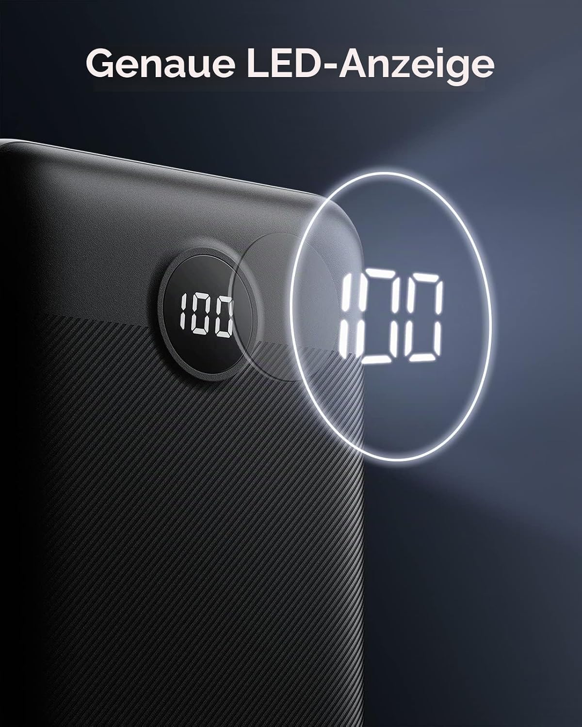 Detalle 2 de VEGER Power Bank 30000mAh – 20W PD, USB‑C, 4 Ausgänge, LED Display