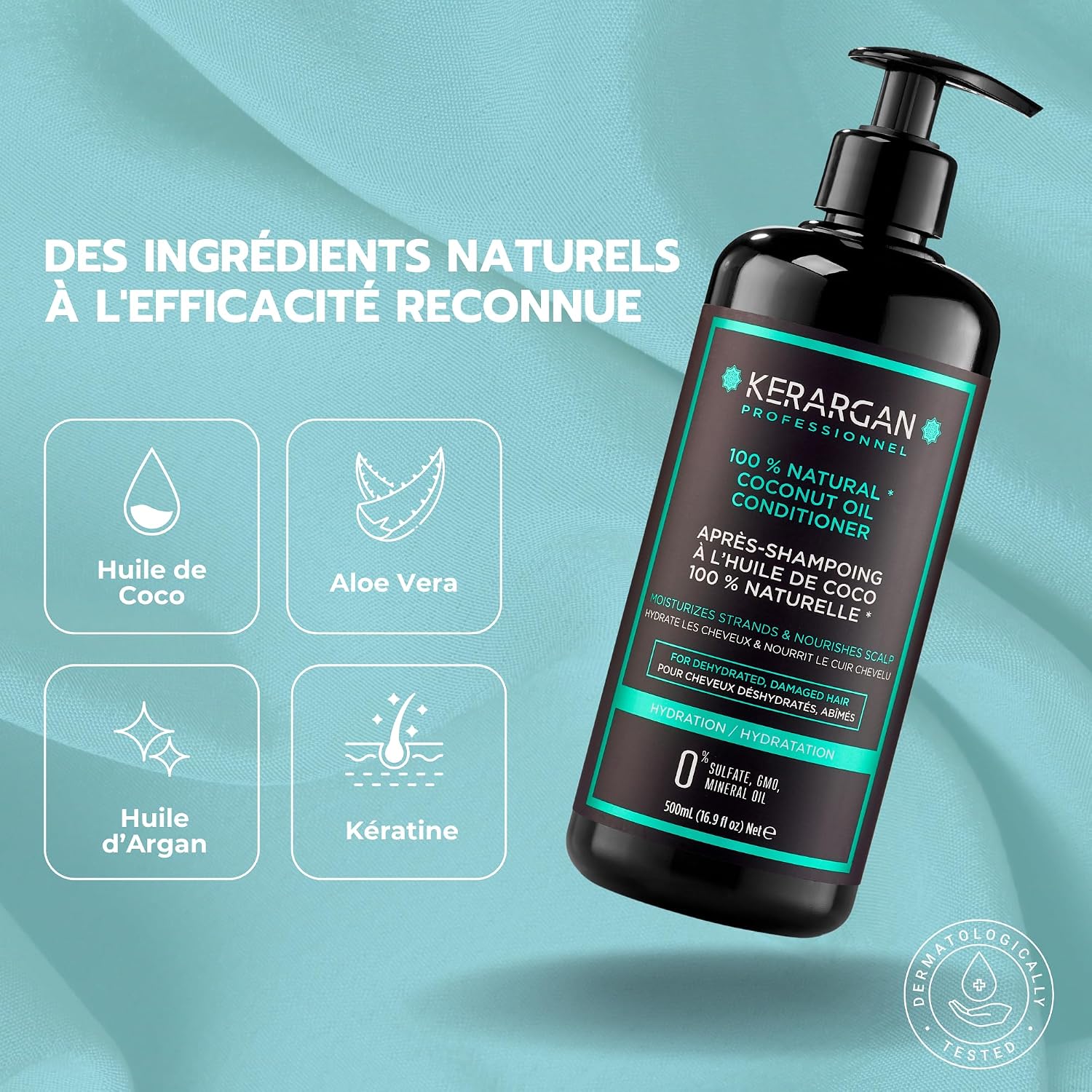Thumbnail 2 de Kerargan Après-Shampoing Hydratant à l'Huile de Coco – 500 ml