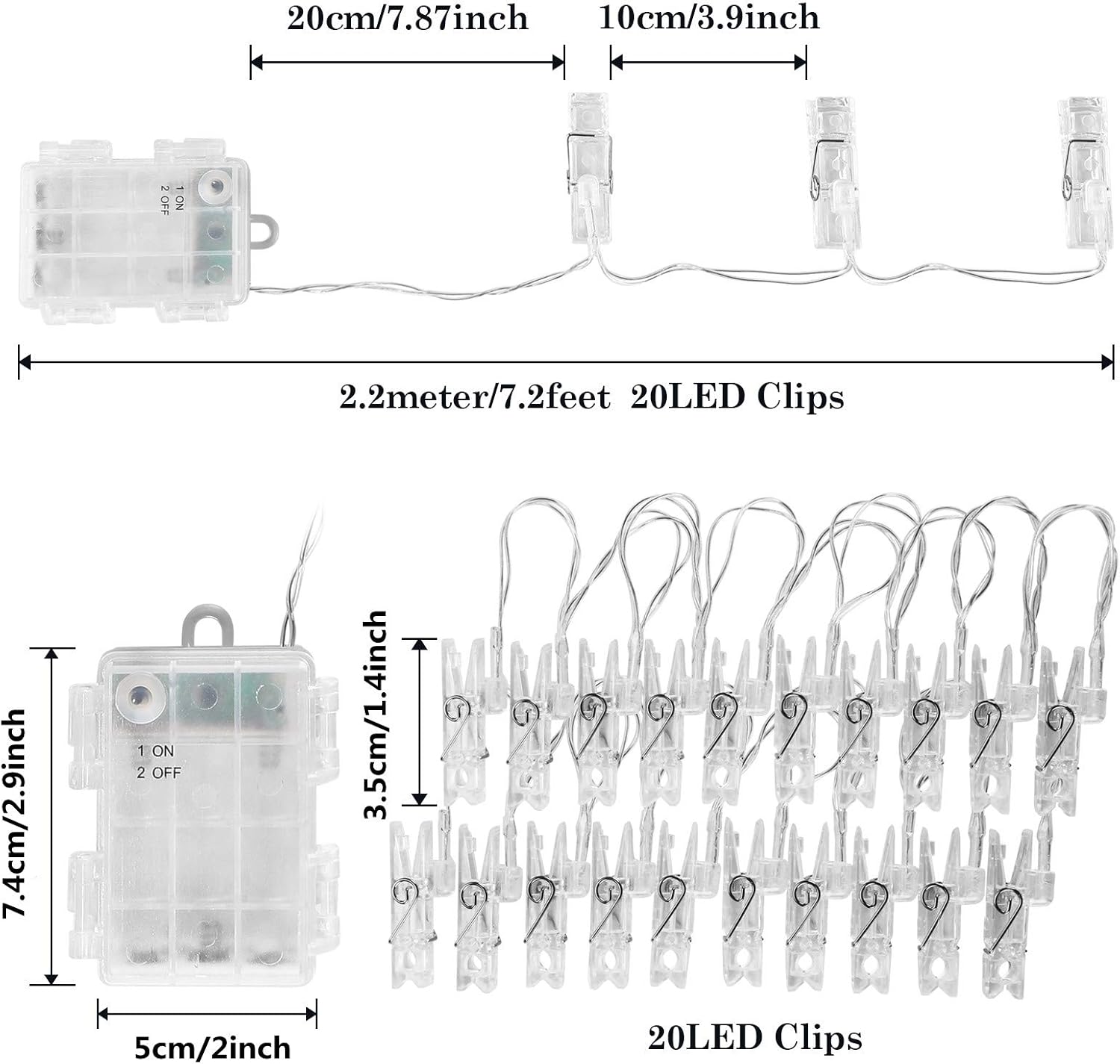 Thumbnail 6 de IMAGE Lichterkette Fotoclips 2.2M mit 20 Klammern – batteriebetrieben, perfekt für Fotowand-Deko