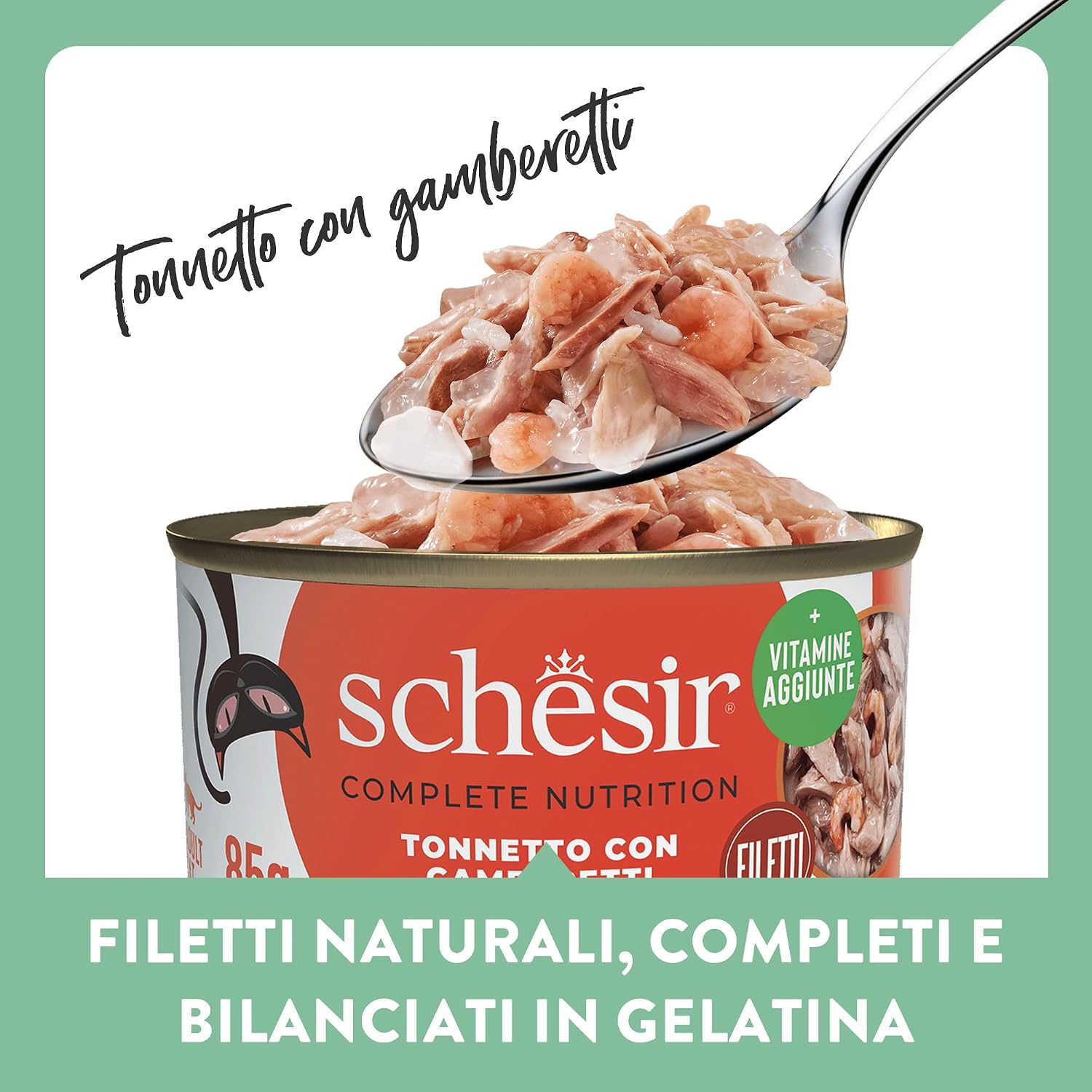 Detalle de Schesir Tonnetto con Gamberetti in Gelatina: umido per gatti, 12x85g