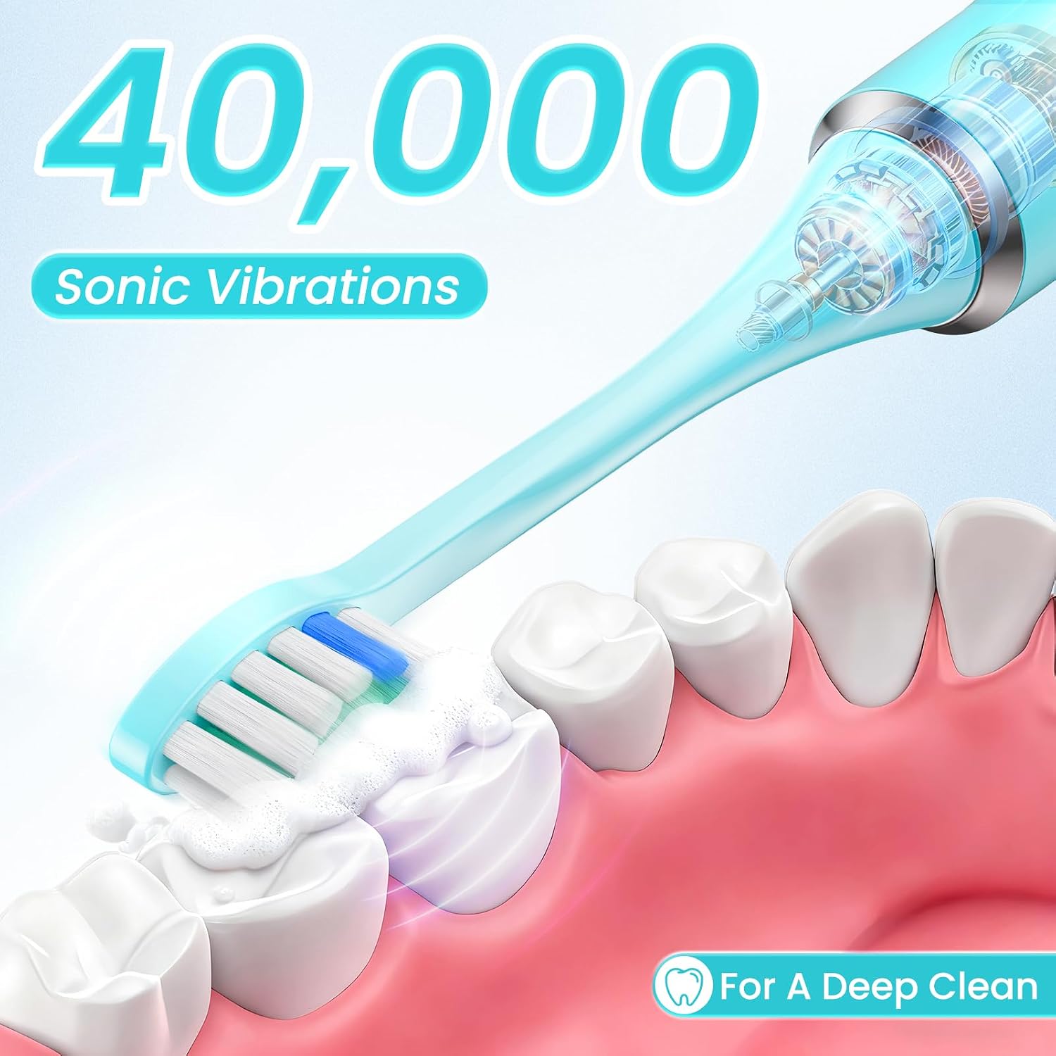 Thumbnail 5 de YUNCHI Y7 Rechargeable Sonic Electric Toothbrush (Blue) with 8 Brush Heads and Travel Case