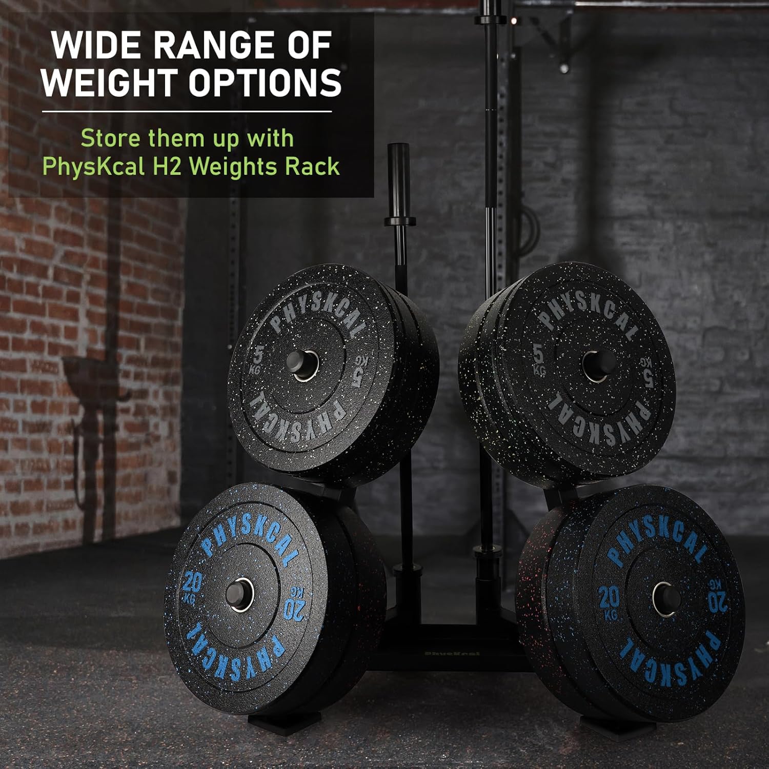 Thumbnail 5 de PhysKcal Hi-Temp Crumb Rubber Olympic Bumper Plates with 2’’ Stainless Steel Insert (IWF coloured weight discs)