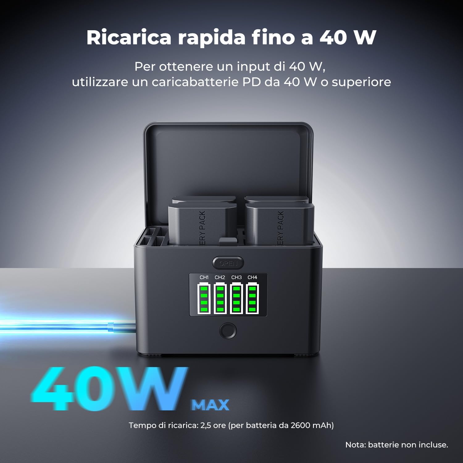 Detalle de K&F CONCEPT Caricabatterie rapido 40W 🔌