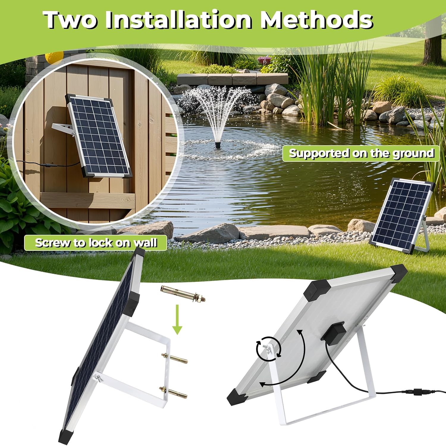 Thumbnail 6 de Clevich Solar Teichpumpe 5W – Solar Springbrunnen für außen mit 1 m Schlauch, 9 Düsen und 3,25 m Kabel