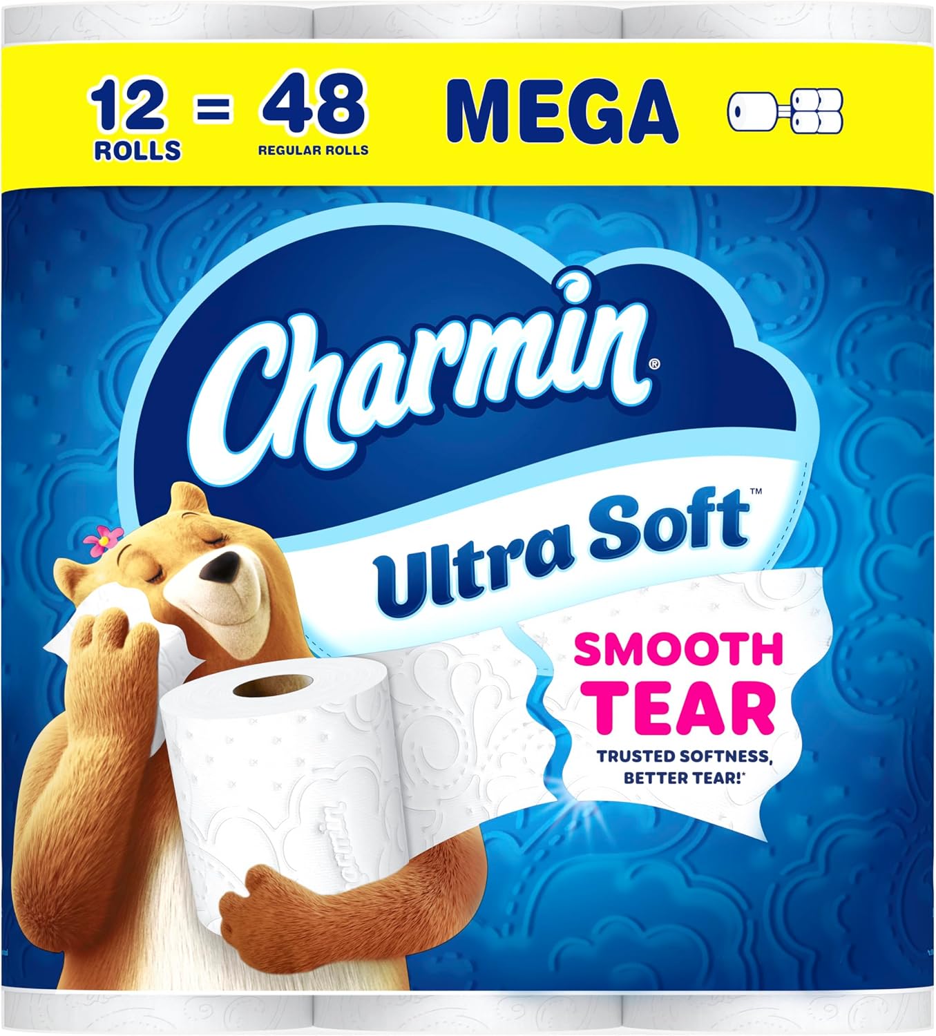Charmin Ultra Soft Toilet Paper, 12 Mega Rolls (24 Regular Rolls) - 2-Ply Comfort & High Absorbency