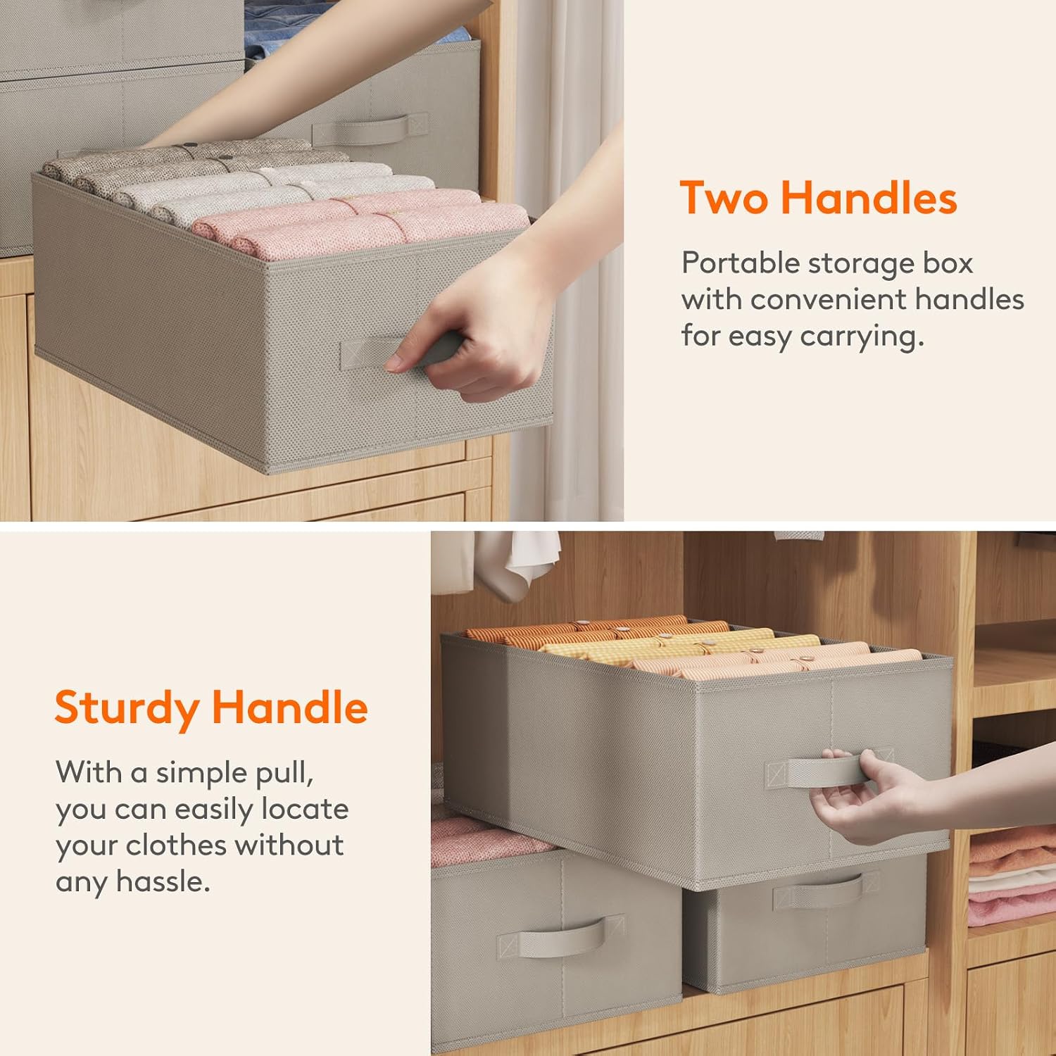 Detalle 1 de Lifewit LH23231.02FG.V1.M02 3-Pack Drawer Organisers, Foldable, 6 Compartments