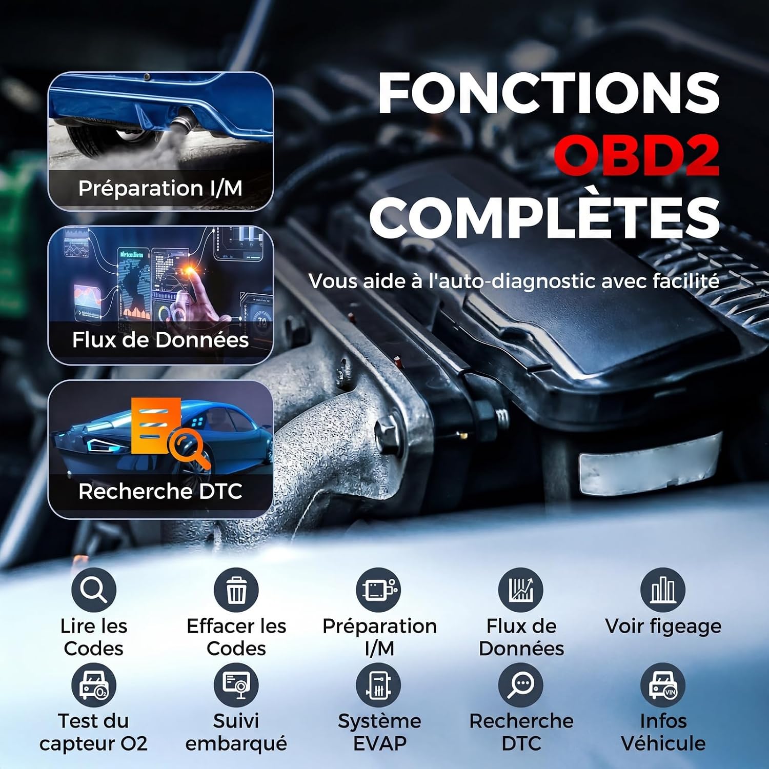 Detalle de LAUNCH CRP123X V3.0 64G – Appareil de diagnostic OBD2 multi-système pour toutes marques