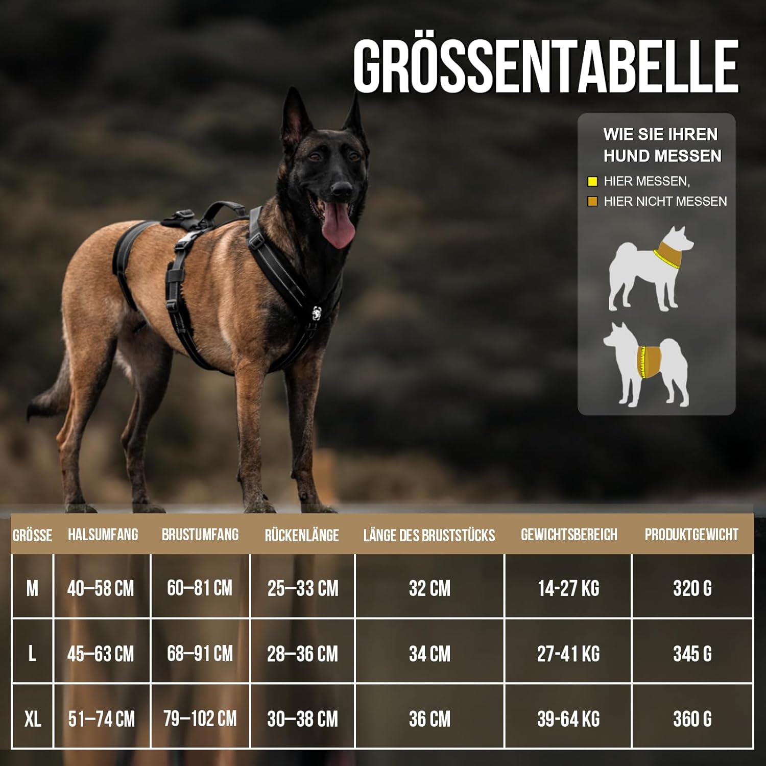 Detalle de OneTigris Houndlock Harnais tactique pour chien – taille XL, anti-évasion, rembourré et réfléchissant