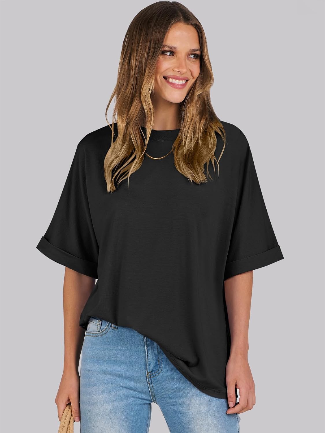 Thumbnail 1 de Cuptacc Oversize T-Shirt Damen – lockeres Basic-Top für Sommer, rundhals, Tunika-Charakter