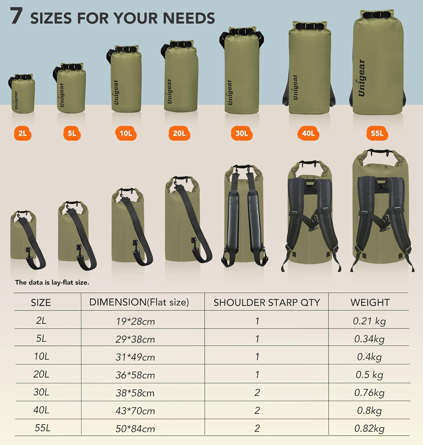Detalle de Unigear Dry Bag 20L wasserdichter Packsack